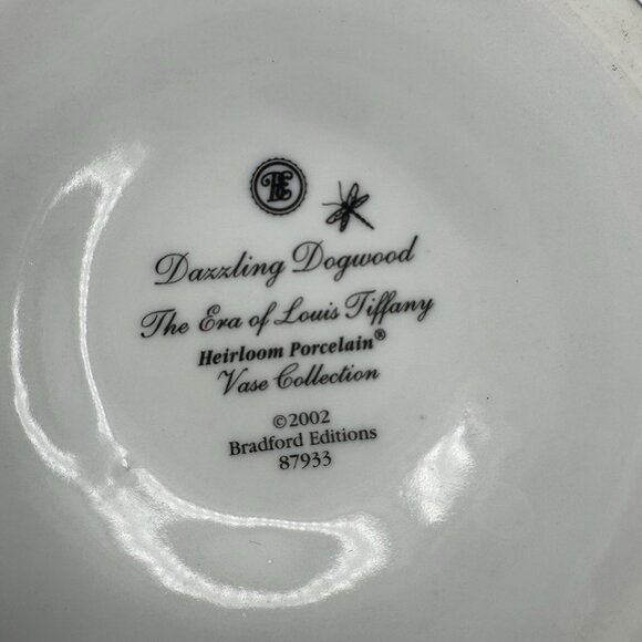 VTG Louis Tiffany Bradford Exchange Glittering Dragonflies Porcelain Vase Pink - Picture 7 of 9